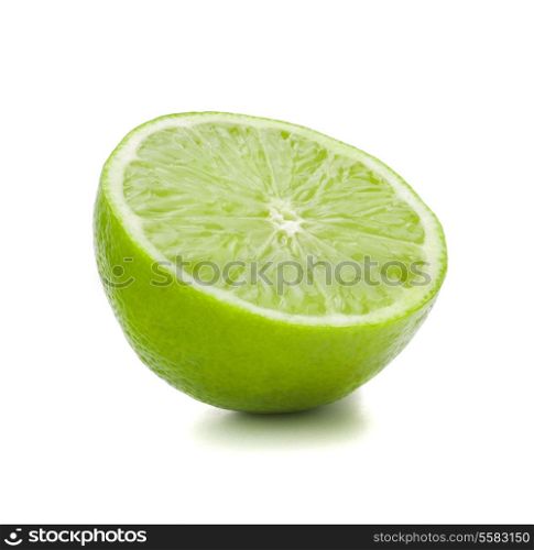 Citrus lime fruit half isolated on white background cutout