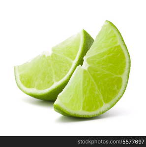 Citrus lime fruit segment isolated on white background cutout