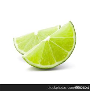 Citrus lime fruit segment isolated on white background cutout