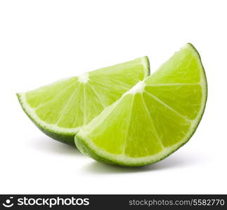 Citrus lime fruit segment isolated on white background cutout