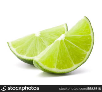 Citrus lime fruit segment isolated on white background cutout