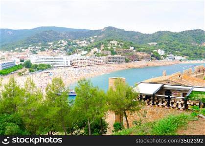 city and beach view from castle, Tossa de Mar, Spain