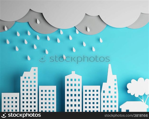 city and clouds with rain