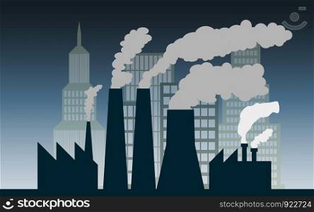 City and industry with air pollution, 3D rendering