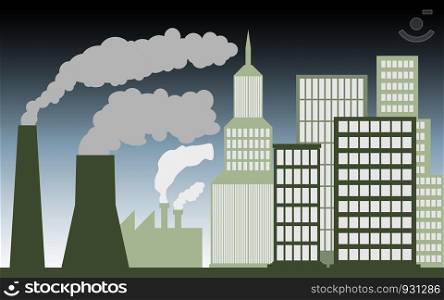 City and industry with air pollution, 3D rendering