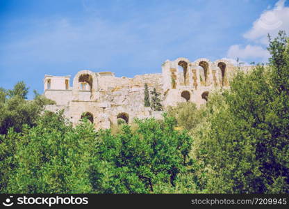 City Athens, Greece Republic. Acropolis and mountain. Sep 11 2019. Travel photo.