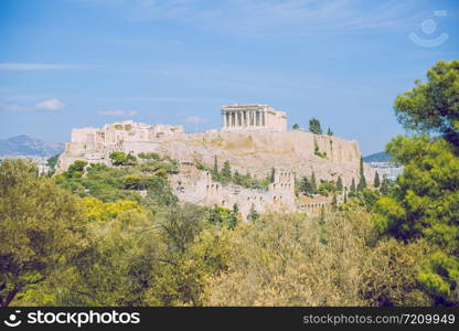 City Athens, Greece Republic. Acropolis and mountain. Sep 11 2019. Travel photo.