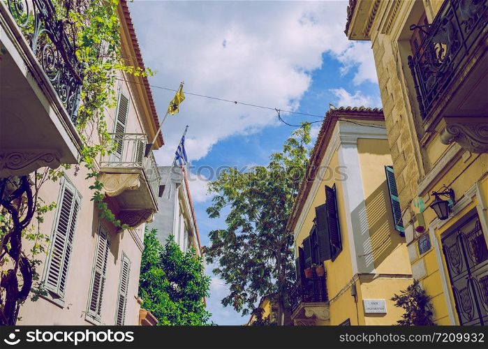 City Athens, Greek Republic. Urban city street with buildings.11. Sep. 2019