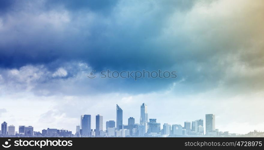 City background. Dark background image of modern city scene