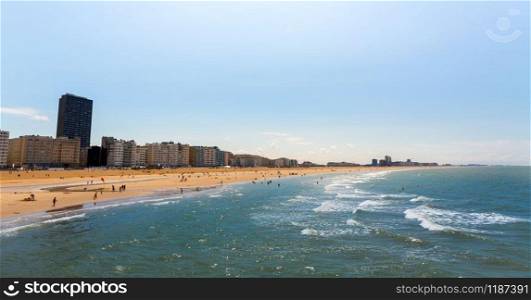 City beach, sea coast, Europe. Summer tourism and travels, famous and popular places for vacation tour or holidays. City beach, sea coast, Europe