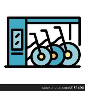 City bike rent icon. Outline city bike rent vector icon color flat isolated. City bike rent icon color outline vector