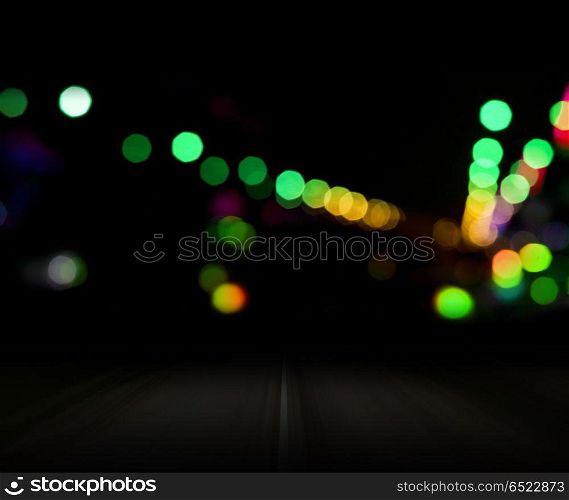 City blurred bokeh. City blurred bokeh. Night background road background. City blurred bokeh