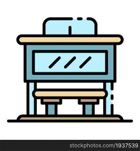 City bus station icon. Outline city bus station vector icon color flat isolated. City bus station icon color outline vector