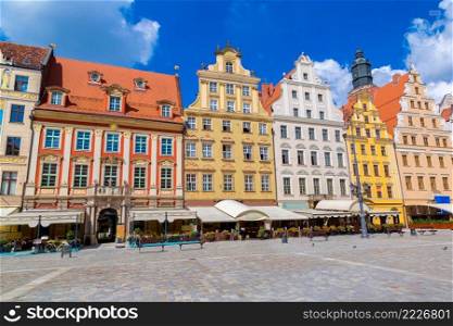 City center and Market Square in Wroclaw, Poland in a summer day