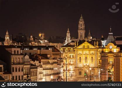 City center night view, Porto, north Portugal