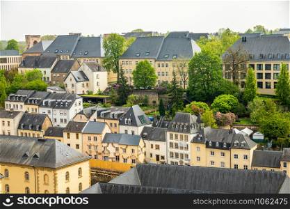 City central with rows of old residential houses, Luxembourg city, Luxembourg