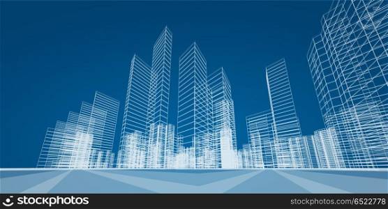 City concept 3d rendering. City concept. 3d rendering image building scene. City concept 3d rendering