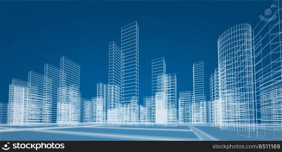 City concept 3d rendering. City concept. 3d rendering image modern construction