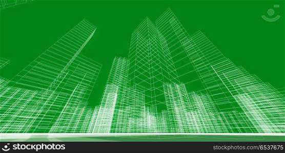 City concept 3d rendering. City concept. City construction building 3d rendering