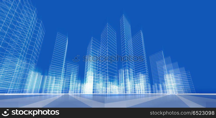 City concept background 3d rendering. City concept background. 3d rendering. Construction project. City concept background 3d rendering