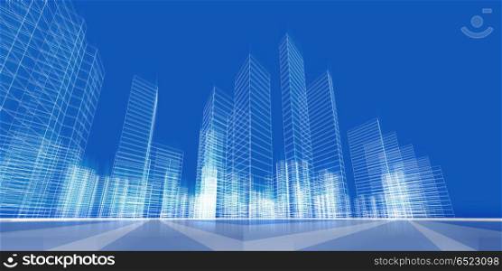 City concept background 3d rendering. City concept background. 3d rendering. Construction project. City concept background 3d rendering