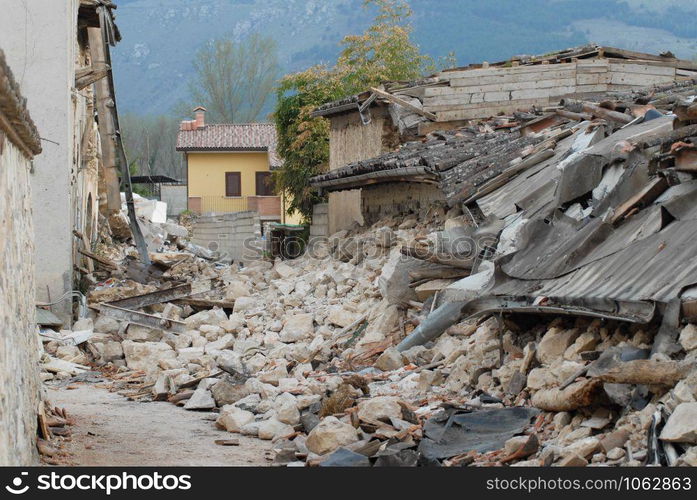 City destroyed by an earthquake