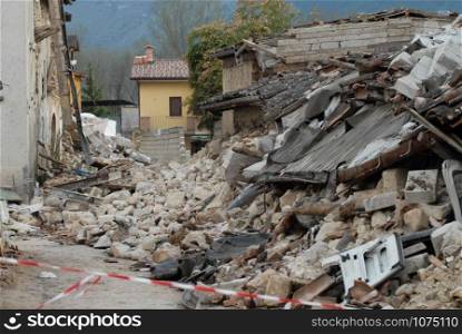 City destroyed by an earthquake