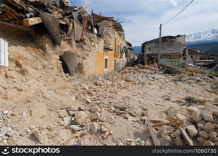 City destroyed by an earthquake