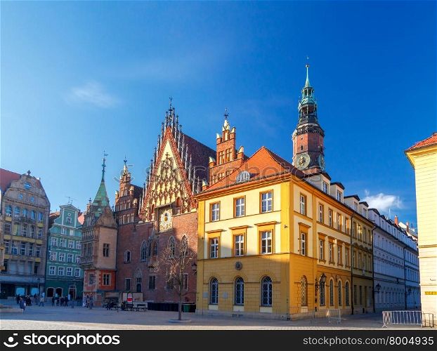City Hall in Wroclaw.. Wroclaw. Market Square.