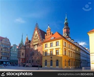 City Hall in Wroclaw.. Wroclaw. Market Square.