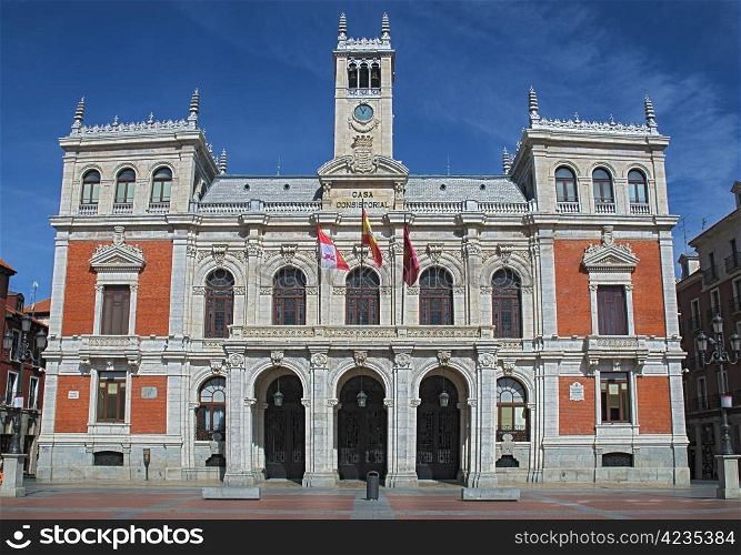 City Hall of Valladolid facade, front view.