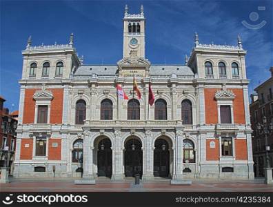 City Hall of Valladolid facade, front view.