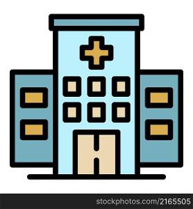 City hospital building icon. Outline city hospital building vector icon color flat isolated. City hospital building icon color outline vector