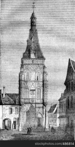 City Hotel Dreux, department of Eure et Loir, vintage engraved illustration. Magasin Pittoresque 1836.