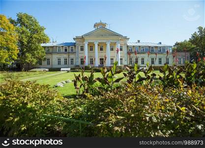 City Krimulda, Latvia Republic. Old manor with garden in Autumn. 27. Sep.2019.
