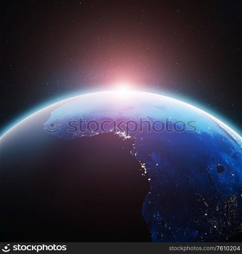 City lights Africa. Elements of this image furnished by NASA. 3d rendering. City lights Africa
