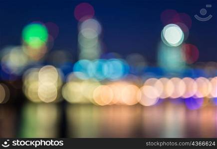 City lights skyine bokeh background