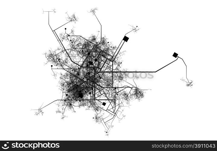 City Map of a Fictional Town Roads and Streets. City Map