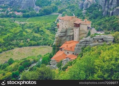 City Meteora, Greek Republic. Mountains and places of worship, church and shrines. 12. Sep. 2019. Travel photo.