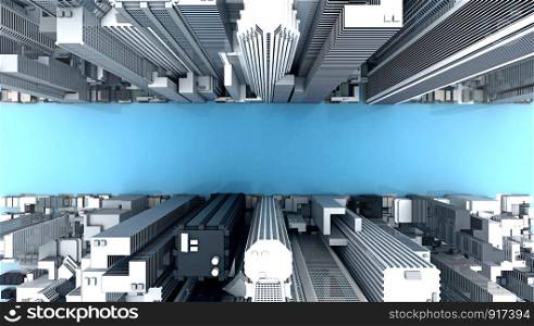 City modern building top view background, space for text, 3d rendering
