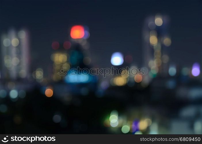 City night lights blurred building bokeh background