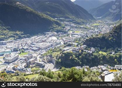 city of Andorra La Vella view from the mountain