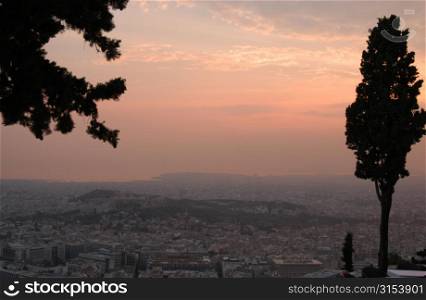 City of Athens during sunset in Athens, Greece