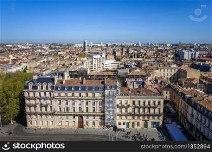 City of Bordeaux Aerial view from the Pey-Berland tower, France. City of Bordeaux Aerial view, France