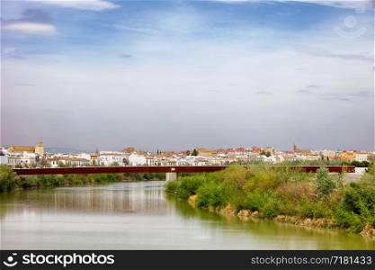 City of Cordoba skyline with Puente de Miraflores over Guadalquivir river in Andalusia, Spain.
