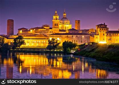 City of Mantova skyline evening view, European capital of culture and UNESCO world heritage site, Lombardy region of Italy