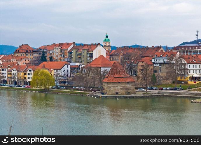 City of Maribor on Drava coast, Slovenia