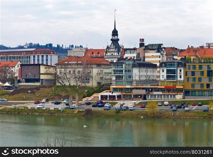 City of Maribor on Drava coast view, Slovenia