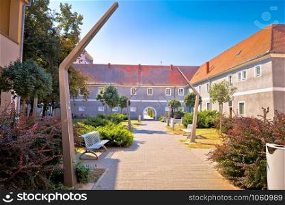 City of Osijek park walkway and architecture view, Slavonija region of Croatia