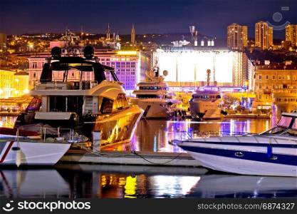 City of Rijeka yachting waterfront evening view, Kvarner bay, Croatia